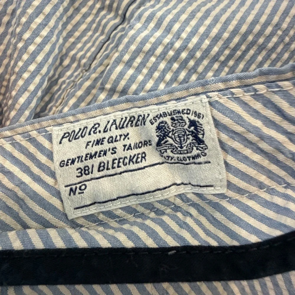 Polo Ralph Lauren Bleeker Blue Striped Seersucker Chino Pants, 38 Preppy Coastal